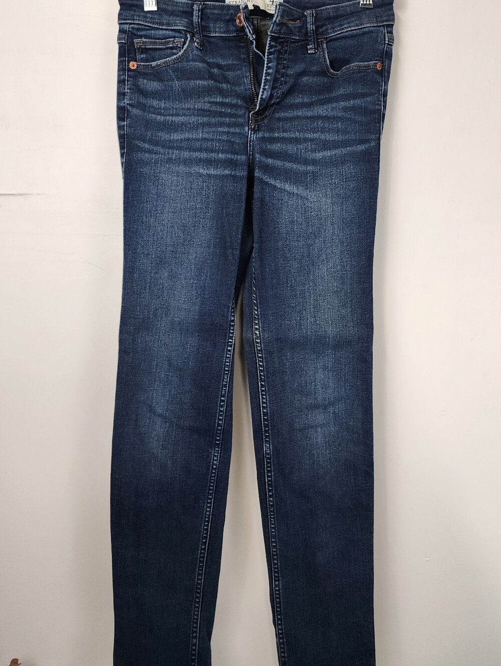 Abercrombie & Fitch 4s Women's Dark Blue Skinny Jeans Sz 27W 29L Mid Rise Ankle